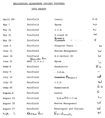 An image of the 1991 Fixtures & Results